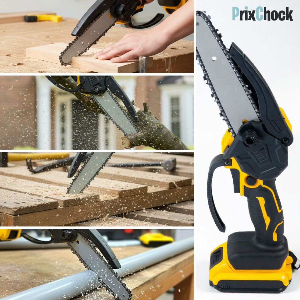 Mini Tronçonneuse Électrique Portable – Puissante, Compacte & Rechargeable