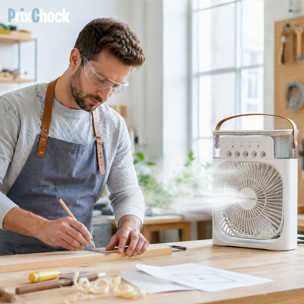 Mini Refroidisseur D’air Portable À Glaçons À 3 Vitesses avec LED intégré.