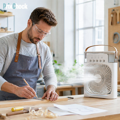 Mini Refroidisseur D’air Portable À Glaçons À 3 Vitesses avec LED intégré.