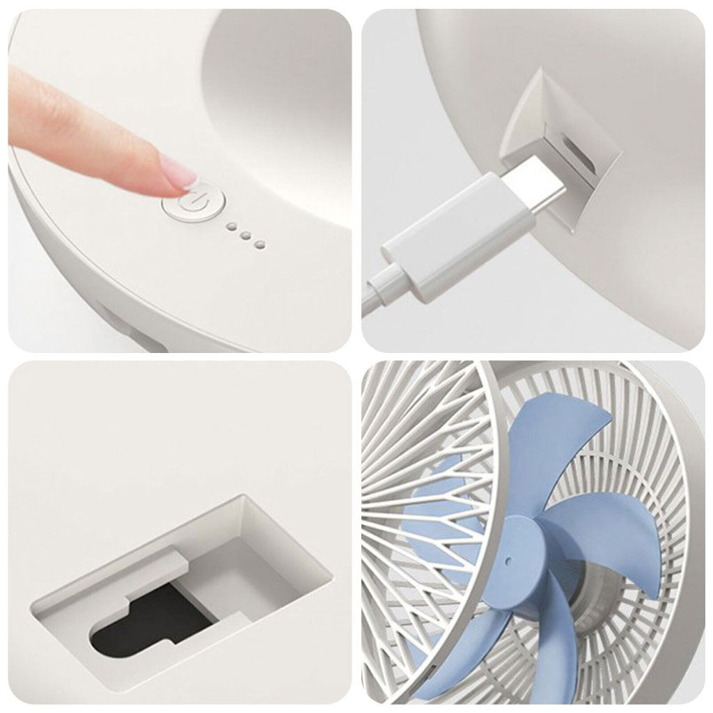 Ventilateur Sans Fil Pliable à Suspension – Fraîcheur Portable et Silencieuse Où Que Vous Soyez !