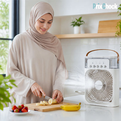 Mini Refroidisseur D’air Portable À Glaçons À 3 Vitesses avec LED intégré.