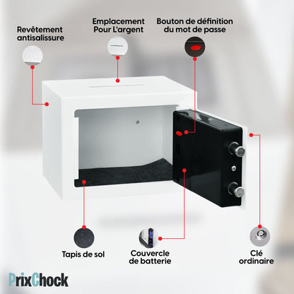 Coffre-Fort Électronique avec Double Ouverture – Code Digital + Clés de Secours