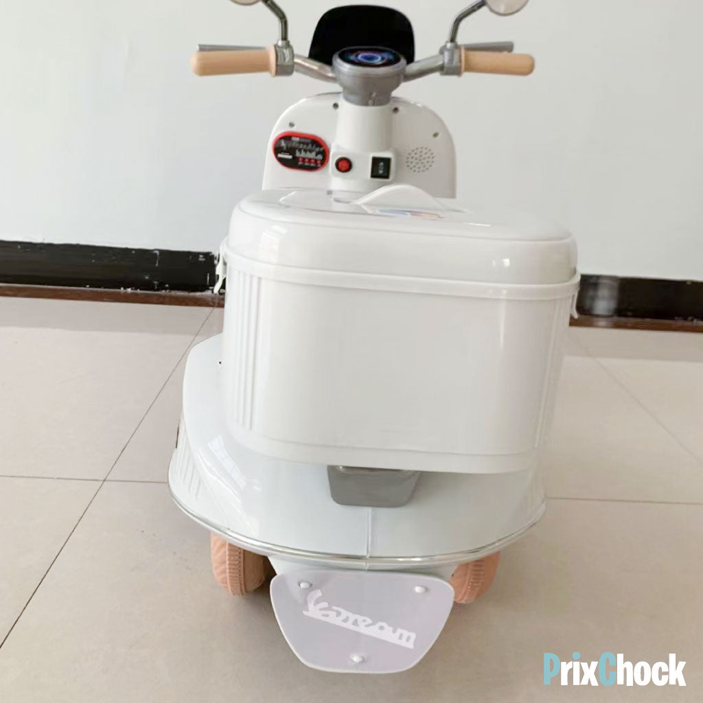 Moto Vespa Électrique pour Enfants– Accélérateur + Bluetooth + Lumières