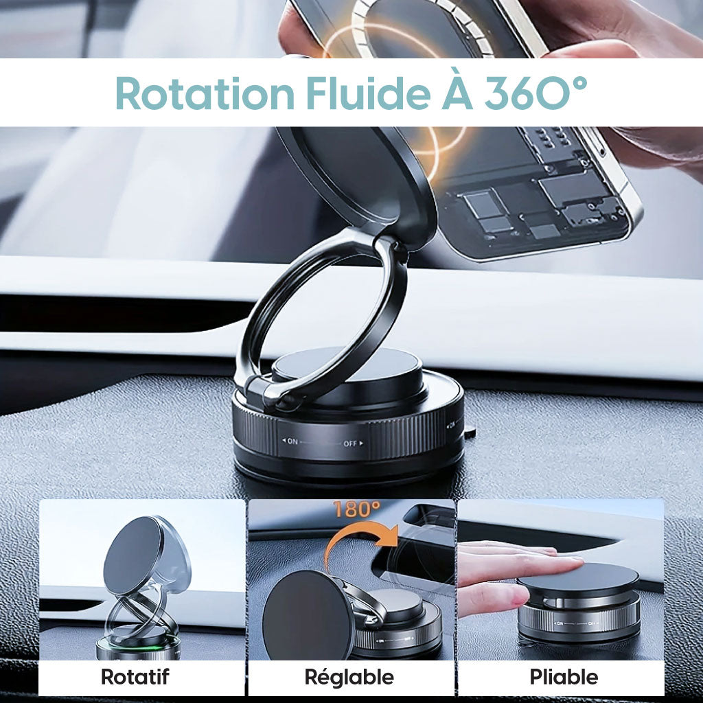 Support Téléphone Magnétique 360° à Ventouse – Fixation Solide & Angle Réglable à l’Infini !