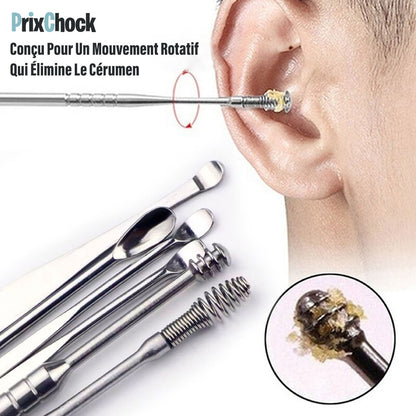 Ensemble De Nettoyeur De Cire D'oreille En Acier Inoxydable 360 °