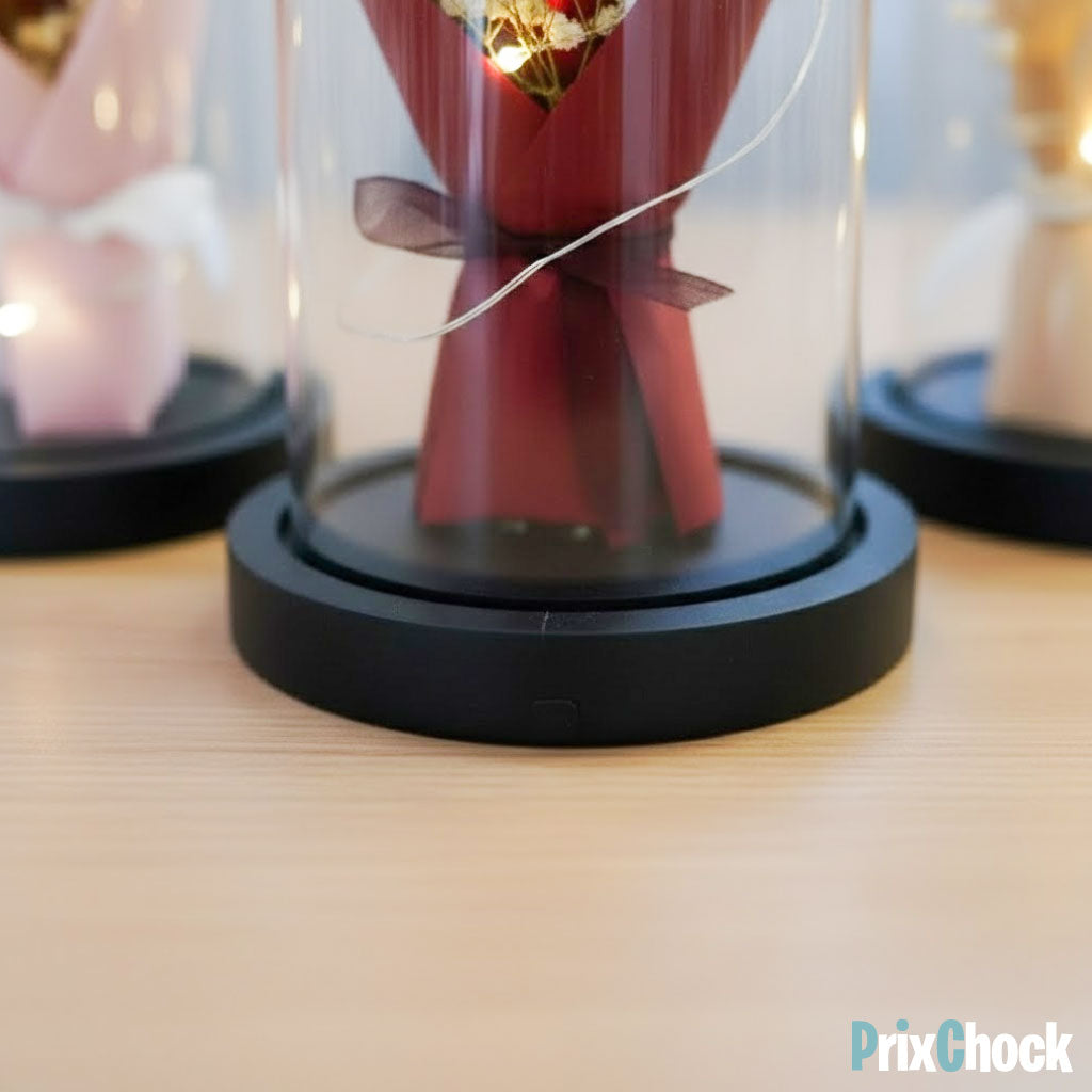 Rose Éternelle sous Cloche LED – Un Cadeau Magique & Intemporel