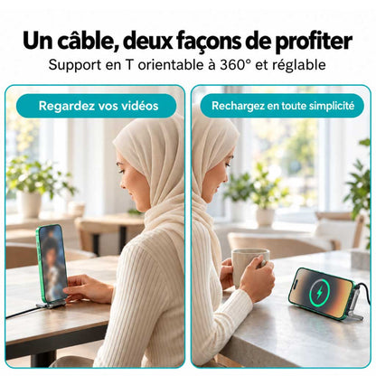 Câble de Charge avec Support Téléphone