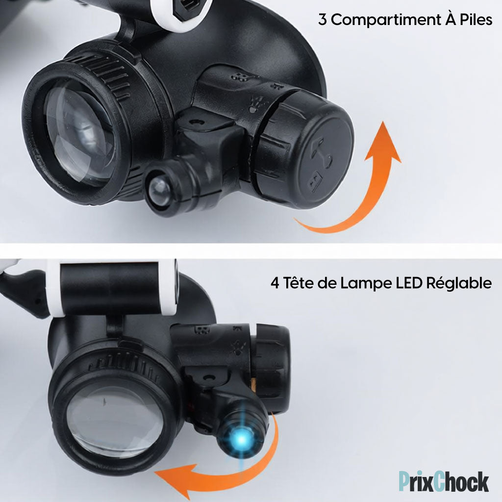 Lunettes Loupe Professionnelles à LED – Vision Précise pour Travaux de Détail