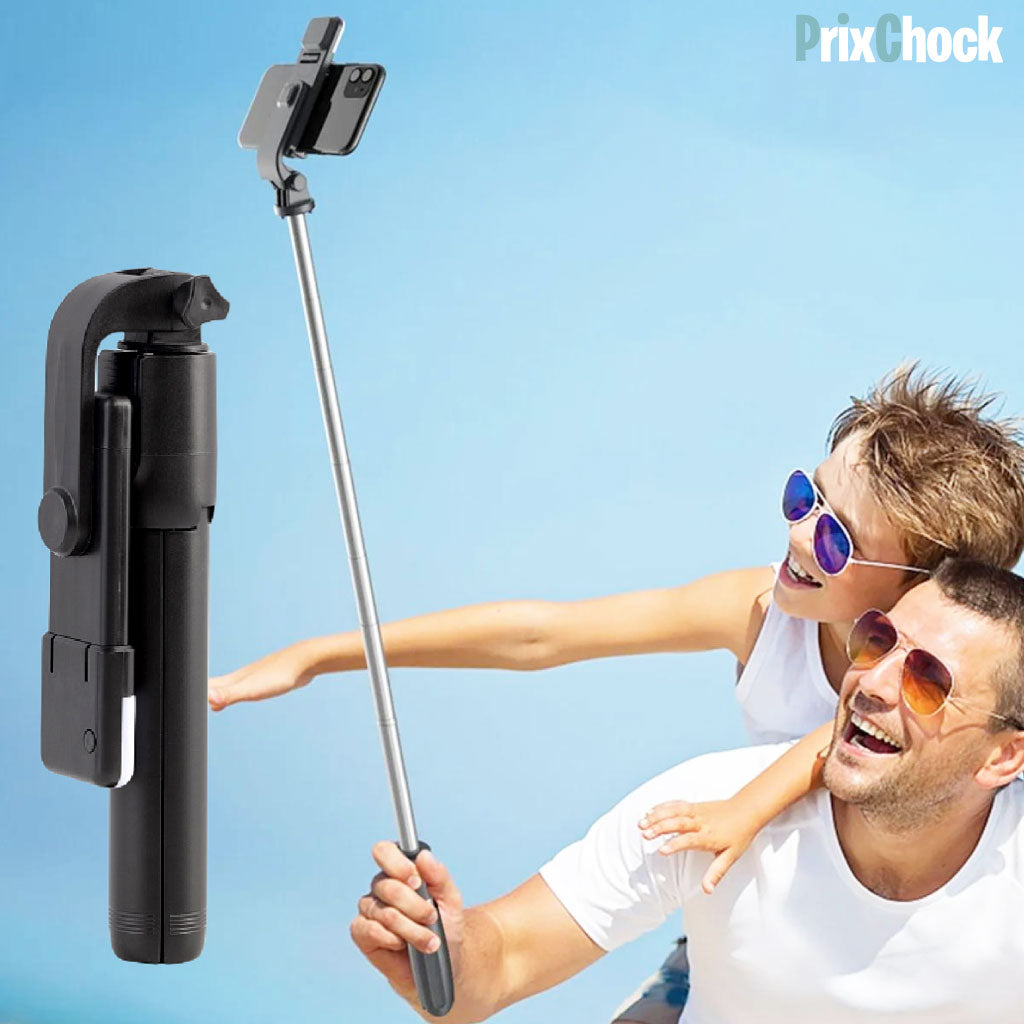 Perche Selfie avec Lumière LED & Trépied – 3-en-1