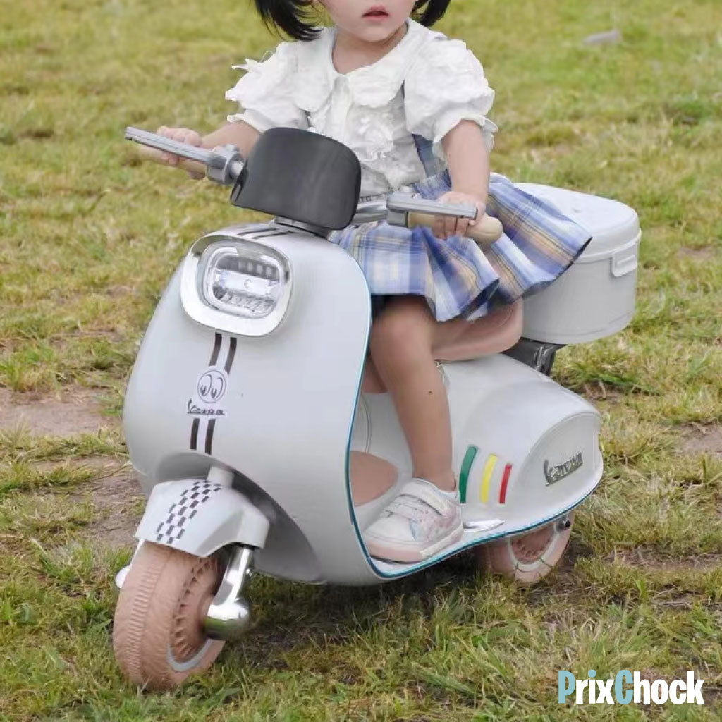 Moto Vespa Électrique pour Enfants– Accélérateur + Bluetooth + Lumières
