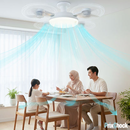 Lampe LED avec Ventilateur Pliable Télécommandée
