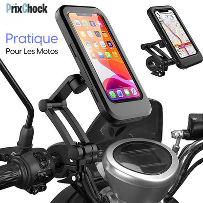 Support De Téléphone Pour Moto Et Vélo, Étanche À Rotation De 360° Avec Écran Résistant À L’eau.