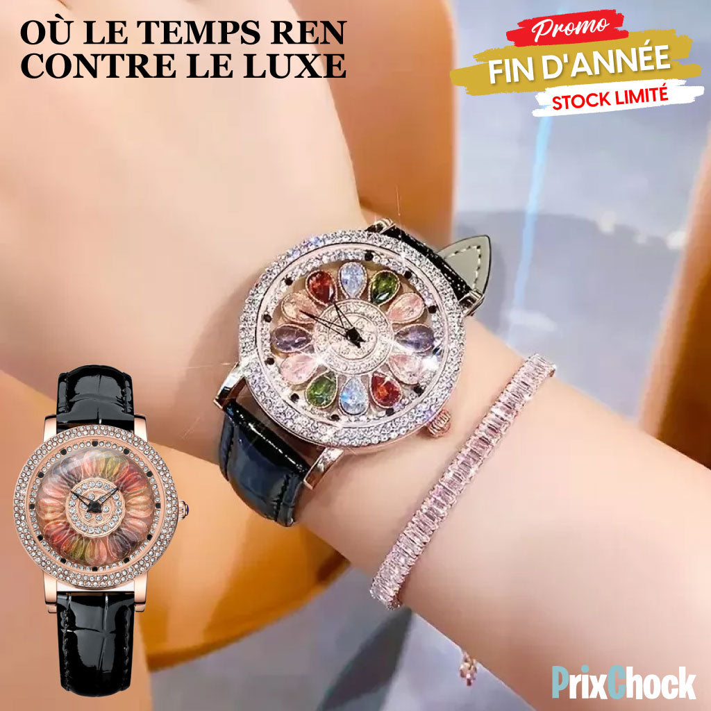 Montre Éclatante Fleur De Cristal – Où Le Temps Rencontre Le Luxe 🌸✨