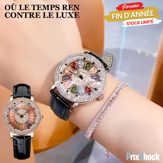 Montre Éclatante Fleur De Cristal – Où Le Temps Rencontre Le Luxe 🌸✨