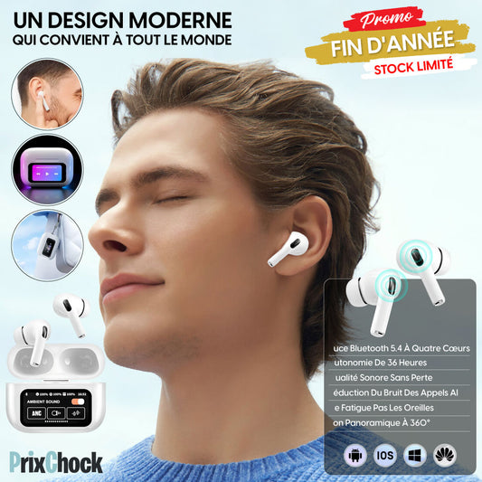 Écouteurs Bluetooth 5.4 Réduction De Bruit Avec Boîtier À Écran Tactile