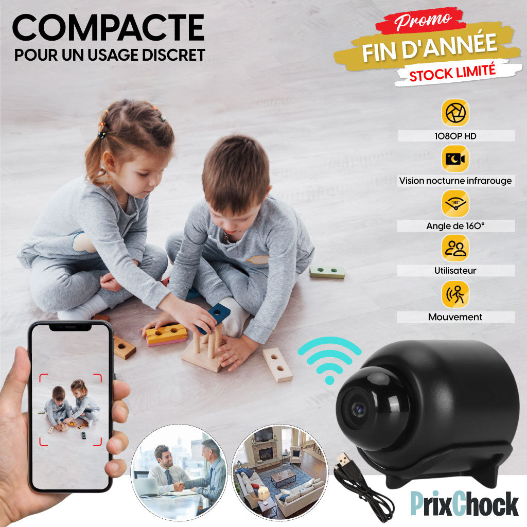 Mini Caméra Hd 1080p Wifi Pour Une Vision Nocturne Et Enregistrement Audio Vidéo