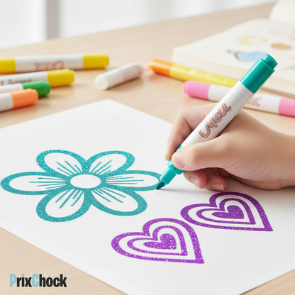 Tampon d’Enseignement + 8 Marqueurs Magiques – Apprentissage Ludique & Créatif